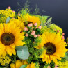 Bouquet rond de tournesols et autres fleurs de saison, Des Lys & Délices, Sion