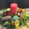 Arrangement avec bougie pour Noël, Des Lys & Délices, Artisan fleuriste, Sion
