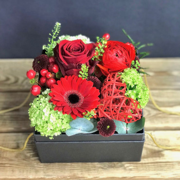 Flower box, boite à fleurs, roses rouges, Des Lys & Délices, Sion