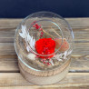 Sphère en verre avec rose stabilisée rouge, Des Lys & Délices, Sion