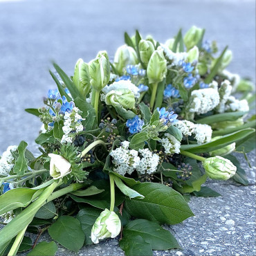 Gerbe de fleurs blanche, fleurs de deuil, Des Lys & Délices, Sion