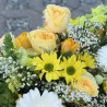 Gerbe de fleurs jaunes et blanches, fleurs de deuil, Des Lys & Délices, Sion
