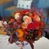 Bouquet de fleurs fraîches avec des courges, Bouquet de fleurs pour l'automnes, Des Lys & Délices, Sion