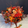 Bouquet de fleurs fraîches avec des courges, Bouquet de fleurs pour l'automnes, Des Lys & Délices, Sion