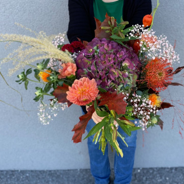 Bouquet bohème dans les teintes chaleureuses, Des Lys & Délices, Sion