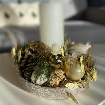 Arrangement avec bougie pour l'Avent ou pour Noël, Des Lys & Délices, Artisan fleuriste, Sion