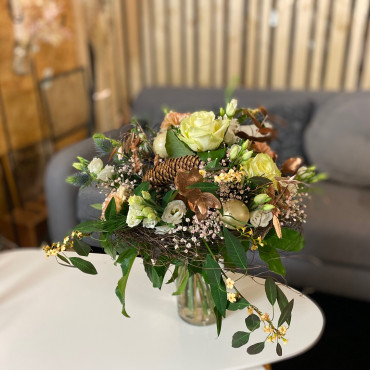 Bouquet Noël Blanc, la reine des neiges, Des Lys & Délices, Sion, Artisan Fleuriste en Valais