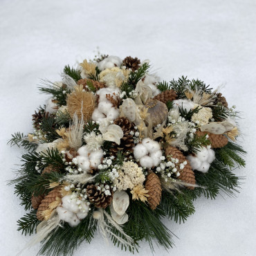 Cœur hivernal, cœur montagnard, un symbole éternel, floristique de deuil, Des Lys & Délices, Sion