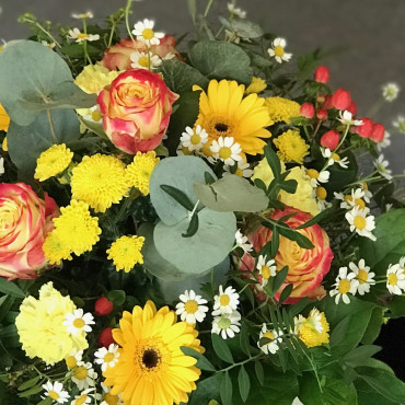 Bouquet de fleurs colorées, une symphonie de couleurs, Bouquet de fleurs fraîches, Des Lys & Délices, Sion
