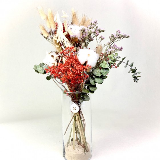 Bouquet de fleurs séchées en vase, Des Lys & Délices, Fleuriste à Sion