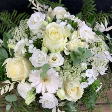 Bouquet blanc avec les plus belles fleurs disponible du jour, Des Lys & Délices, Fleuriste, Sion