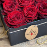 Flower box, boite à fleurs couleurs rouge et nounours, Des Lys & Délices, Sion