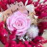 Petit arrangement de fleurs séchées dans une boite ronde en carton, Des Lys & Délices, Fleuriste à Sion