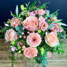 Bouquet couleur rose thé composé avec les plus belles fleurs disponible du jour, Des Lys & Délices, Fleuriste, Sion