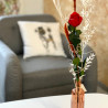 Rose stabilisée rouge et fleurs séchées, Des Lys & Délices, Fleuriste à Sion