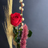 Rose stabilisée rouge et fleurs séchées, Des Lys & Délices, Fleuriste à Sion
