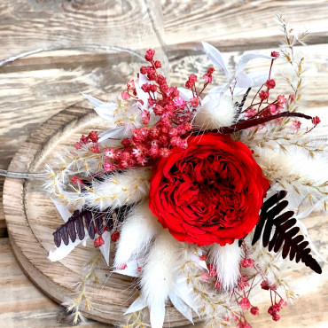 Bouquet de fleurs séchées sous cloche, Des Lys & Délices, Fleuriste à Sion